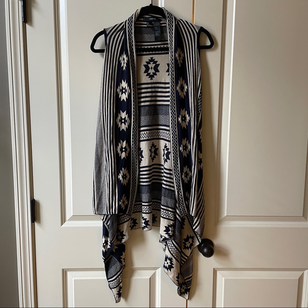 Like New Forever 21 Long Vest Duster in Southwestern pattern